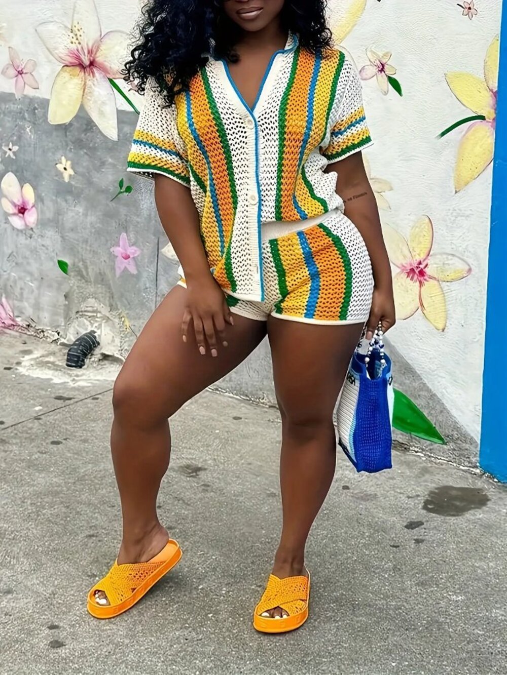 Striped Knit Two-Piece Set for Women